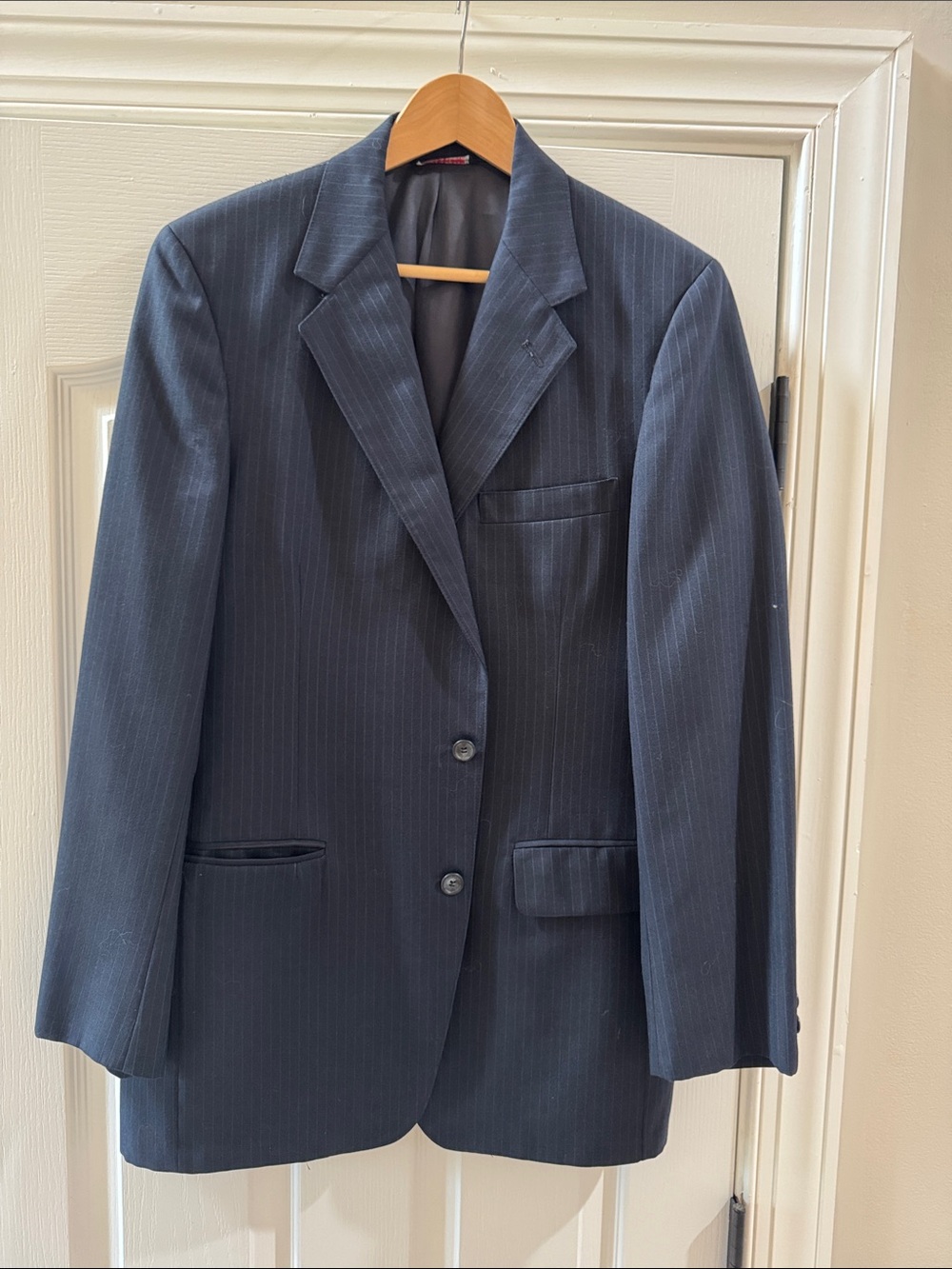 Men's Navy Pinstripe Two-Button Blazer